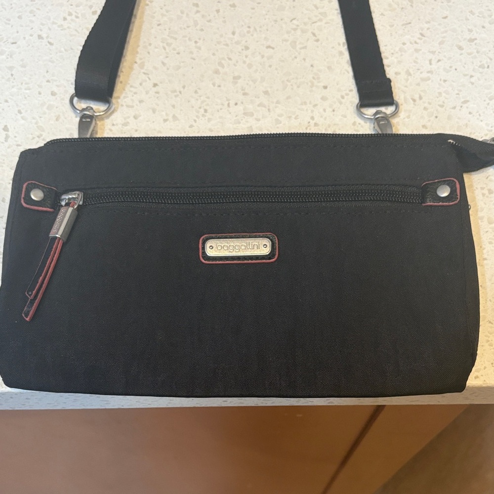 Baggallini Black Crossbody with Red Accents